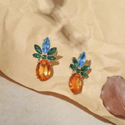 1 Pair Simple Style Fruit Inlay Rhinestone Crystal Ear Studs