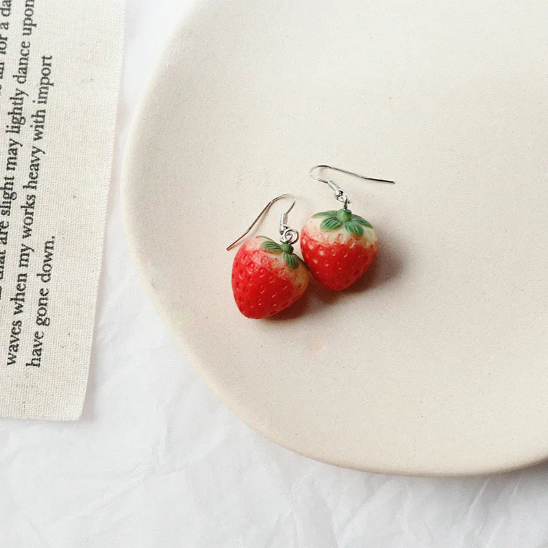 1 Pair Simple Style Fruit Plastic Resin Patchwork Women'S Earrings