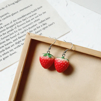 1 Pair Simple Style Fruit Plastic Resin Patchwork Women'S Earrings