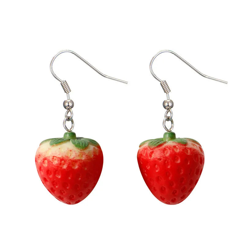 1 Pair Simple Style Fruit Plastic Resin Patchwork Women'S Earrings