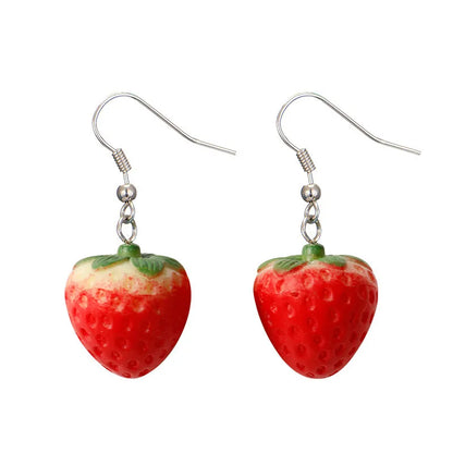 1 Pair Simple Style Fruit Plastic Resin Patchwork Women'S Earrings