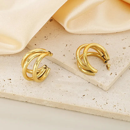 1 Pair Simple Style Geometric 304 Stainless Steel 18K Gold Plated Ear Studs