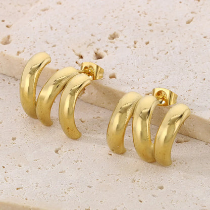 1 Pair Simple Style Geometric 304 Stainless Steel 18K Gold Plated Ear Studs