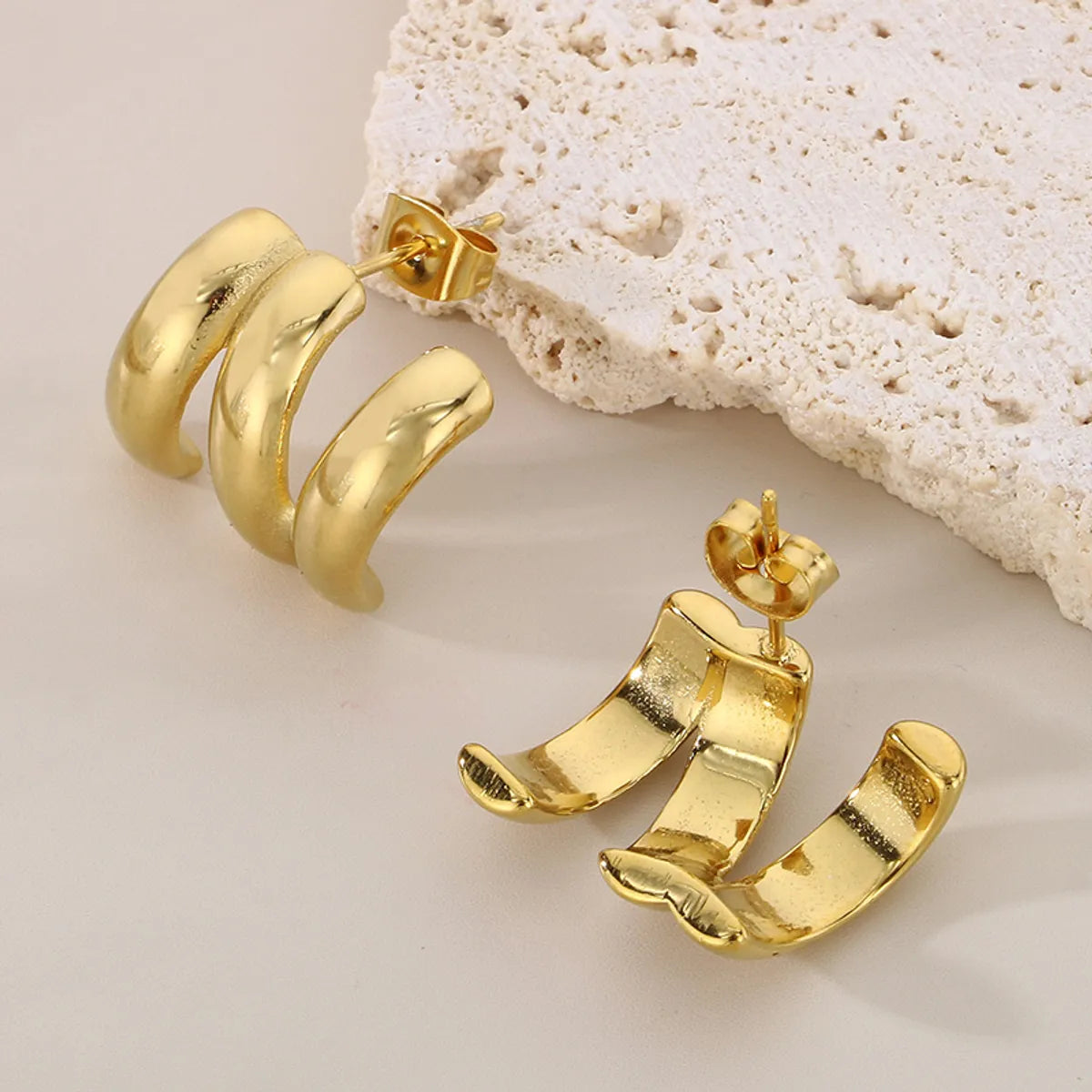 1 Pair Simple Style Geometric 304 Stainless Steel 18K Gold Plated Ear Studs