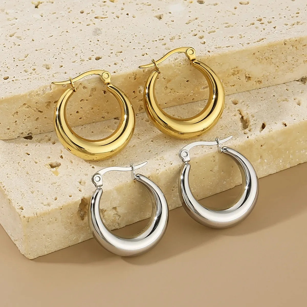 1 Pair Simple Style Geometric 304 Stainless Steel 18K Gold Plated Earrings Ear Studs