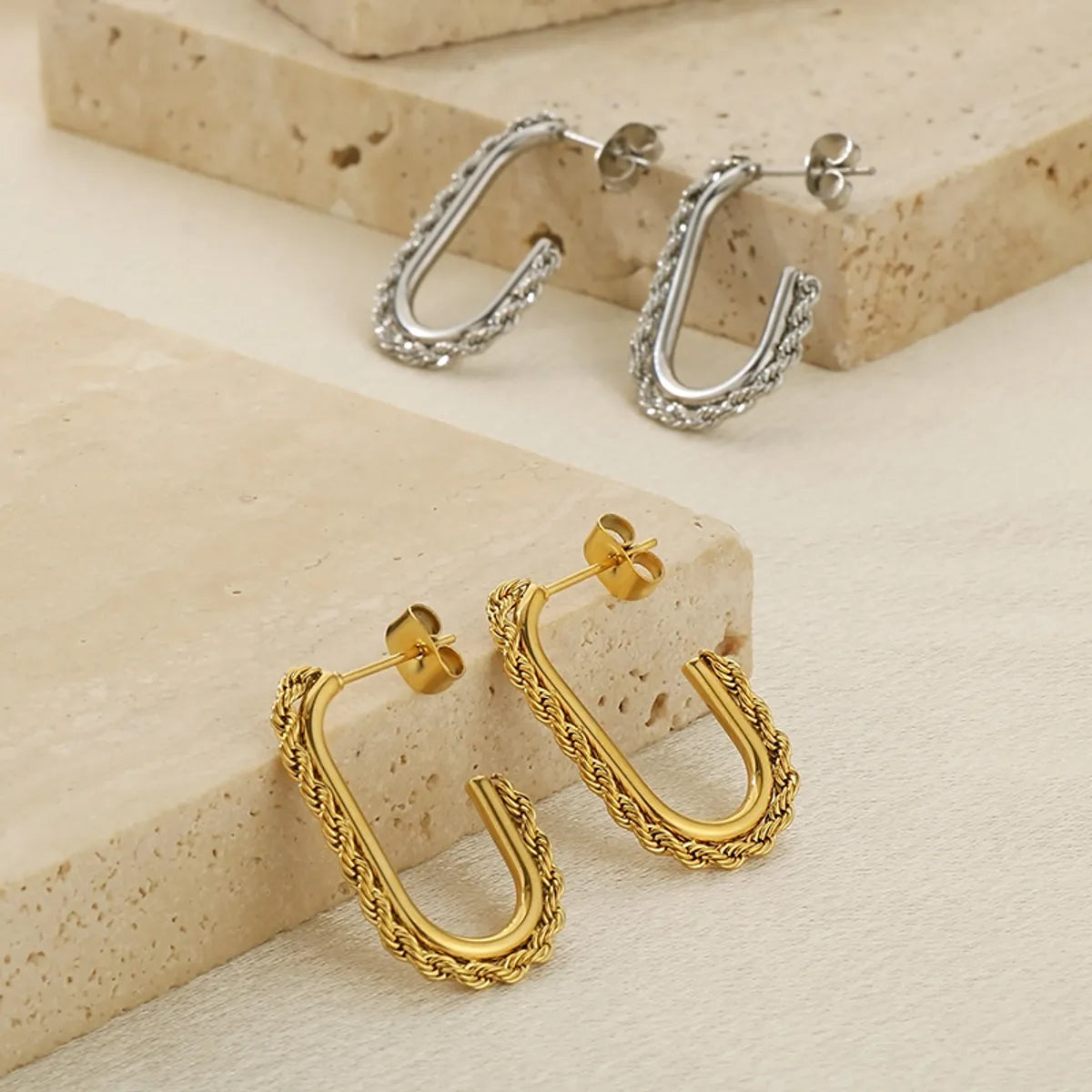 1 Pair Simple Style Geometric 304 Stainless Steel 18K Gold Plated Earrings