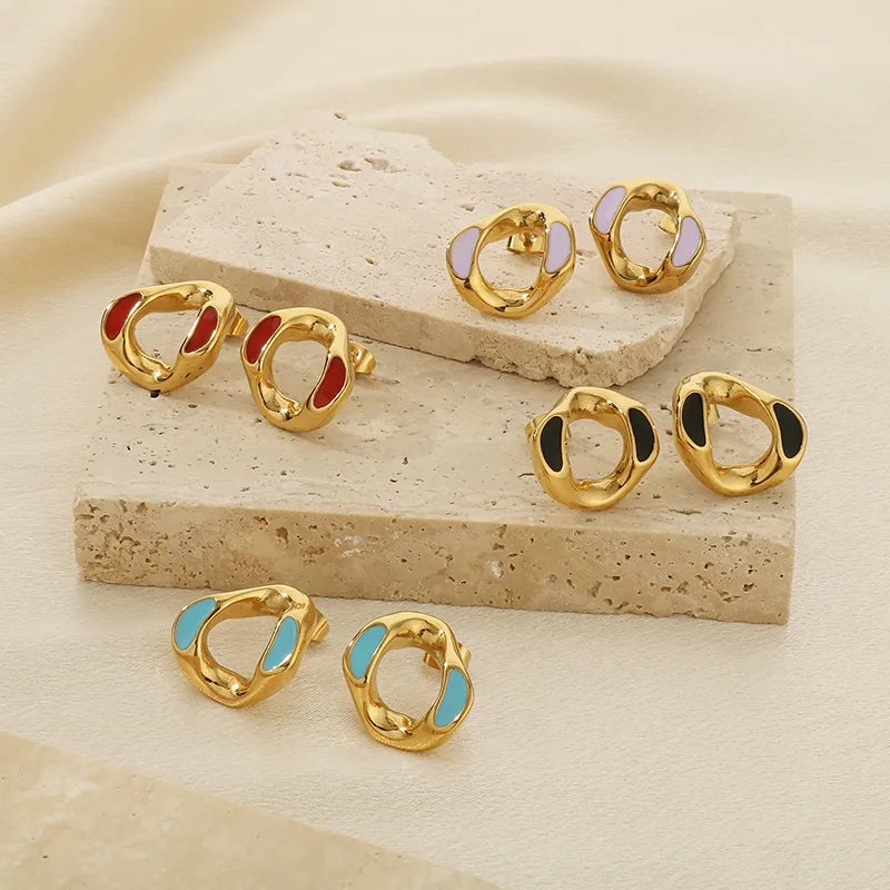 1 Pair Simple Style Geometric 304 Stainless Steel 18K Gold Plated Earrings