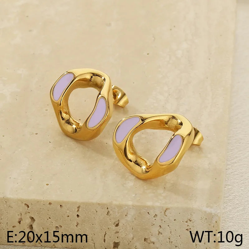 1 Pair Simple Style Geometric 304 Stainless Steel 18K Gold Plated Earrings