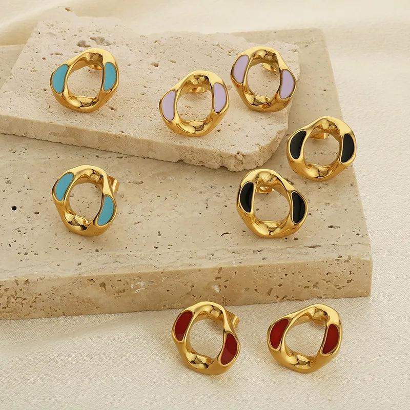 1 Pair Simple Style Geometric 304 Stainless Steel 18K Gold Plated Earrings