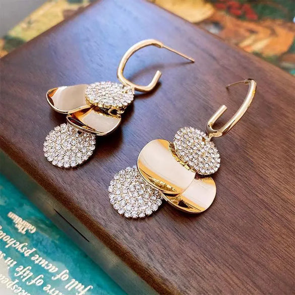 1 Pair Simple Style Geometric Alloy Rhinestones Drop Earrings