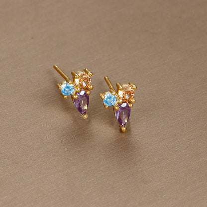 1 Pair Simple Style Geometric Butterfly Plating Inlay Copper Zircon Ear Studs