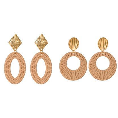 1 Pair Simple Style Geometric Circle Braid 304 Stainless Steel 18K Gold Plated Drop Earrings