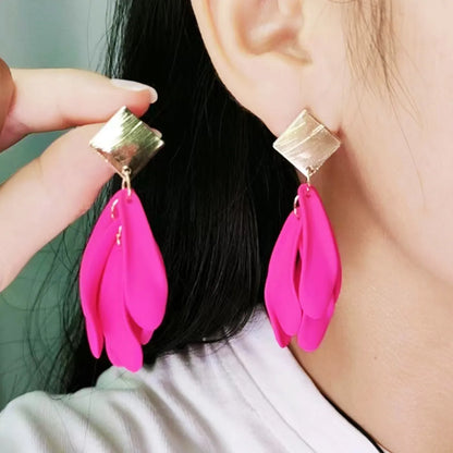 1 Pair Simple Style Geometric Color Block Spray Paint Arylic Drop Earrings