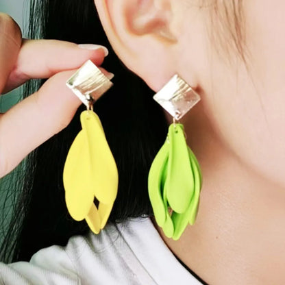 1 Pair Simple Style Geometric Color Block Spray Paint Arylic Drop Earrings