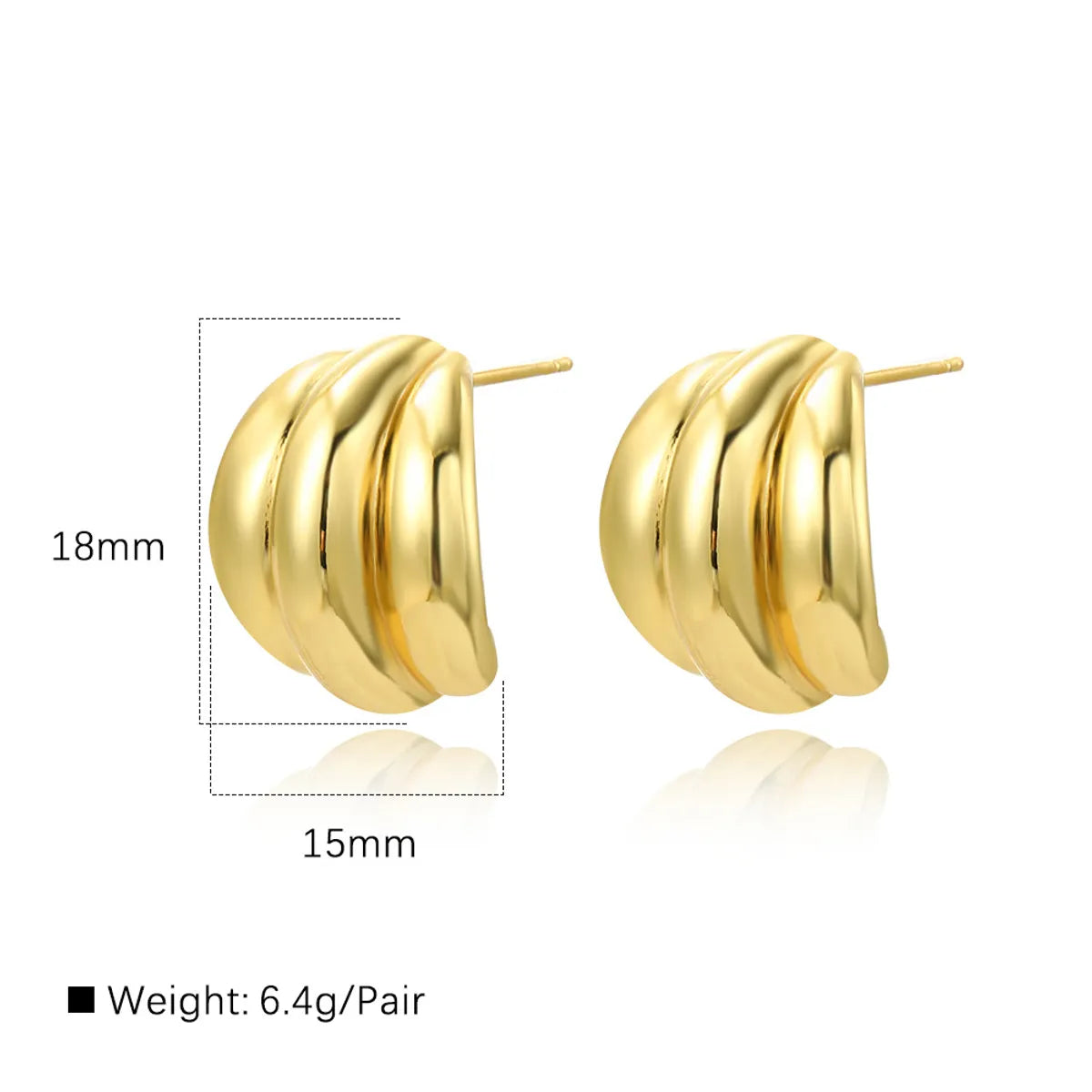 1 Pair Simple Style Geometric Copper 18K Gold Plated Ear Studs