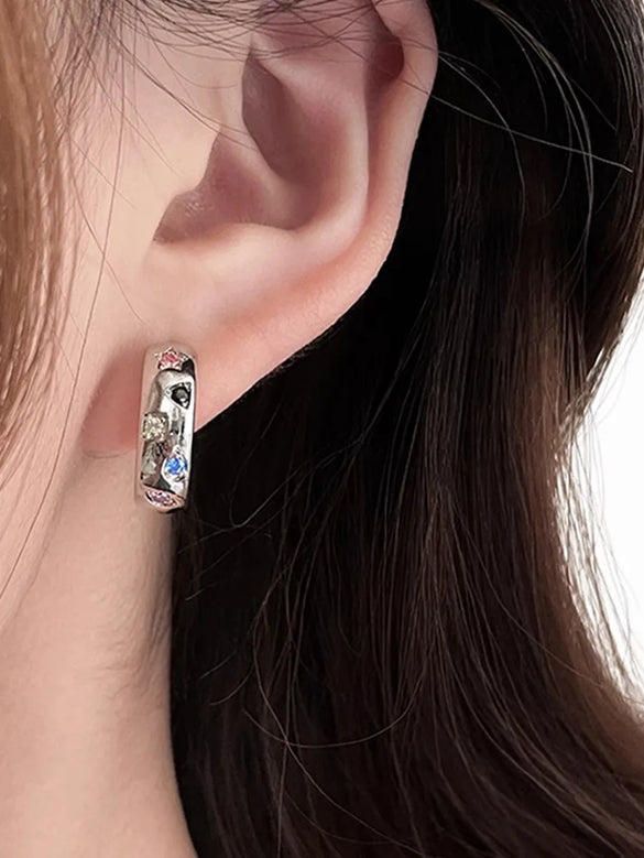 1 Pair Simple Style Geometric Copper Huggie Earrings