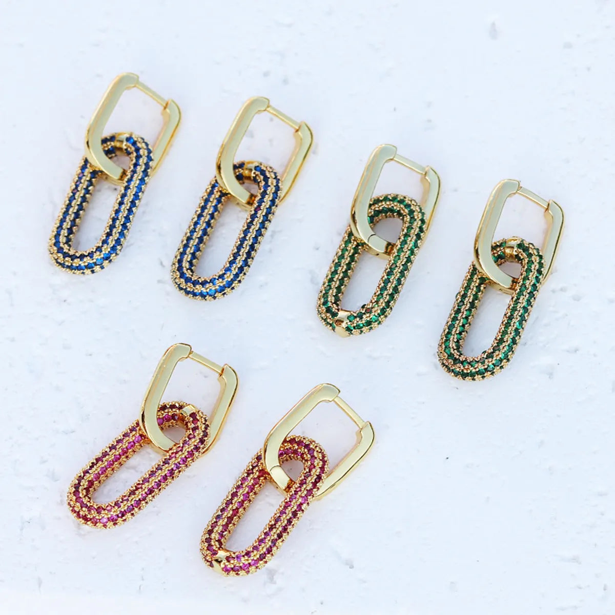 1 Pair Simple Style Geometric Plating Inlay Copper Zircon 18k Gold Plated Ear Studs