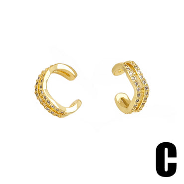 1 Pair Simple Style Geometric Copper Zircon 18K Gold Plated Ear Cuffs