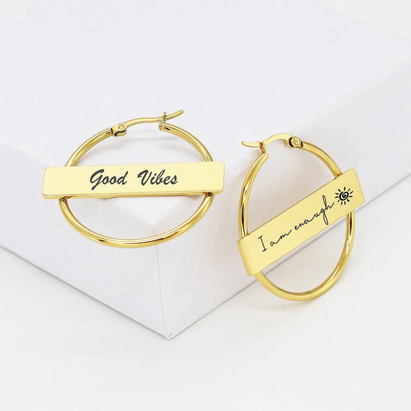 1 Pair Simple Style Geometric Customization Laser Engraving Plating 304 Stainless Steel Earrings