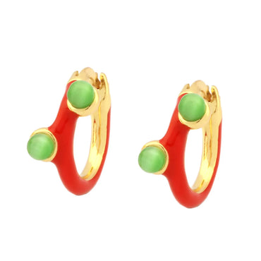 1 Pair Simple Style Geometric Enamel Plating Inlay Copper Opal 18k Gold Plated Hoop Earrings