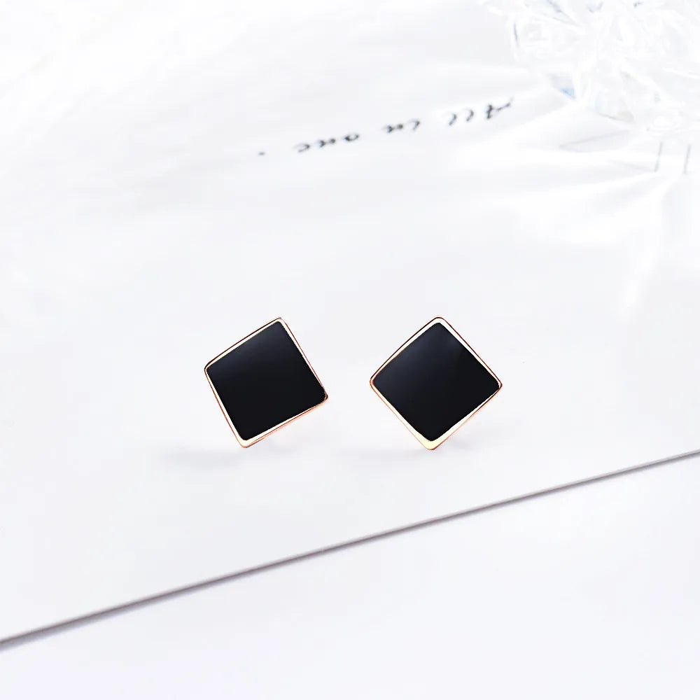 1 Pair Simple Style Geometric Epoxy Copper Ear Studs