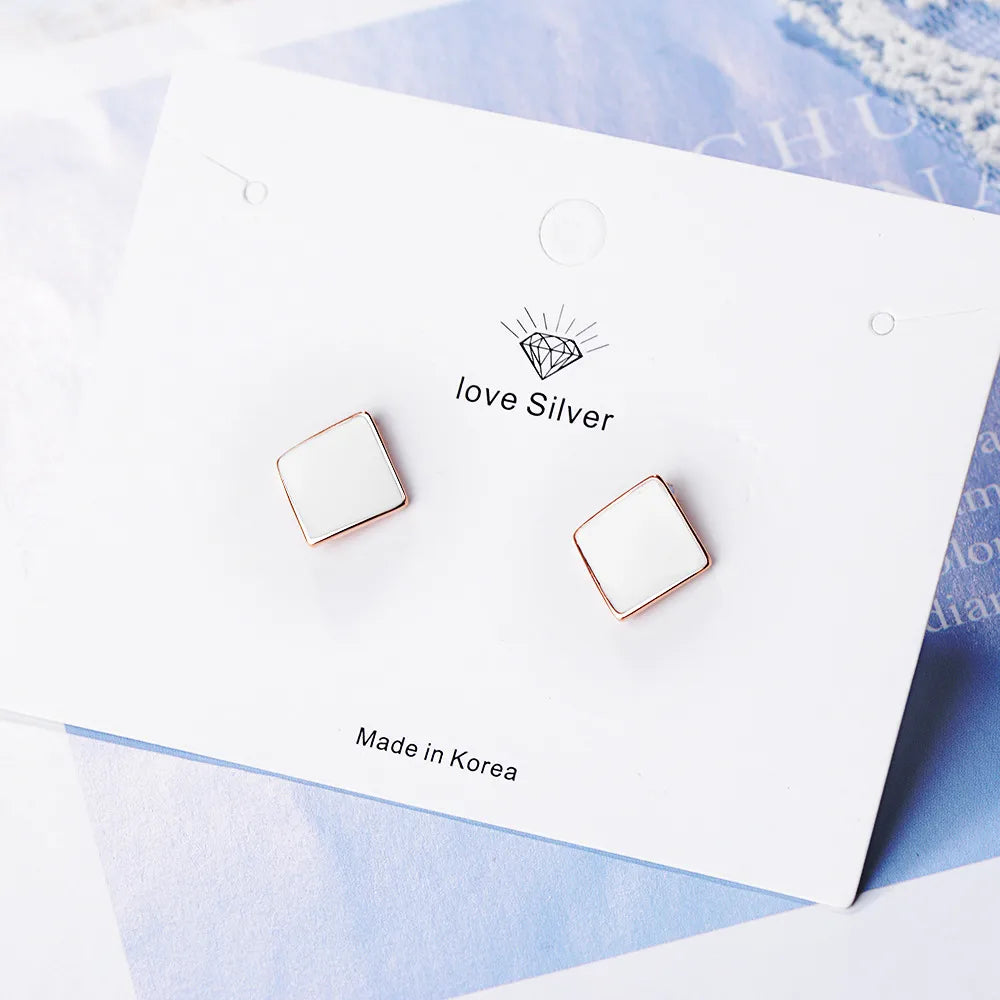 1 Pair Simple Style Geometric Epoxy Copper Ear Studs