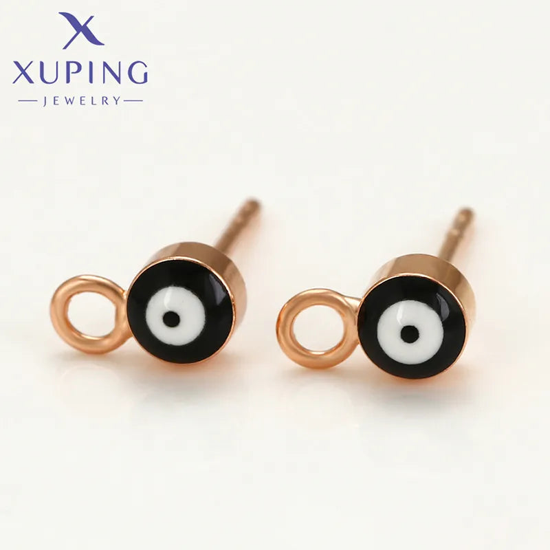 1 Pair Simple Style Geometric Eye Enamel Plating Copper 18K Gold Plated Ear Studs