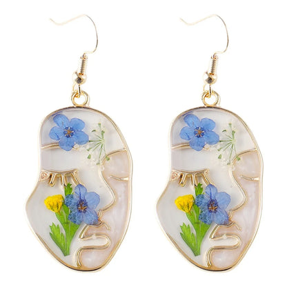 1 Pair Simple Style Geometric Flower Epoxy Plating Zinc Alloy Drop Earrings