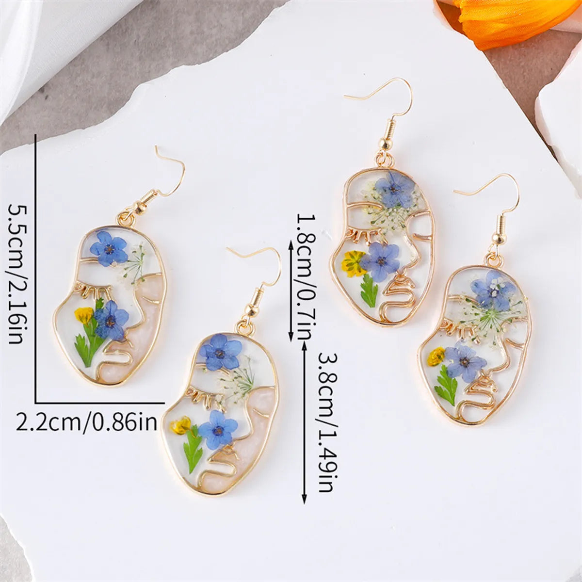 1 Pair Simple Style Geometric Flower Epoxy Plating Zinc Alloy Drop Earrings