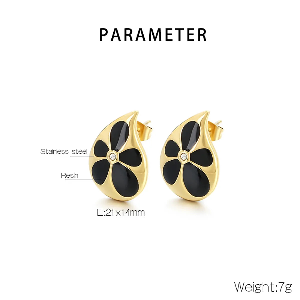 1 Pair Simple Style Geometric Flower Inlay 304 Stainless Steel Resin 18K Gold Plated Ear Studs