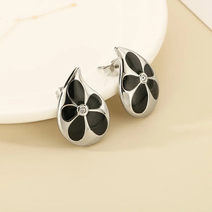 1 Pair Simple Style Geometric Flower Inlay 304 Stainless Steel Resin 18K Gold Plated Ear Studs