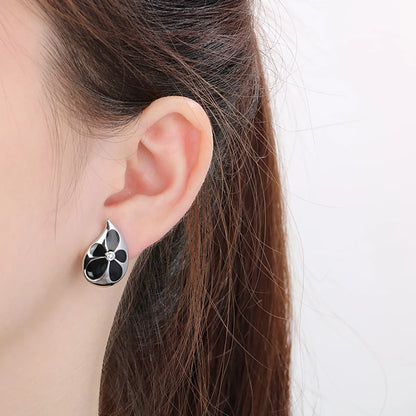 1 Pair Simple Style Geometric Flower Inlay 304 Stainless Steel Resin 18K Gold Plated Ear Studs