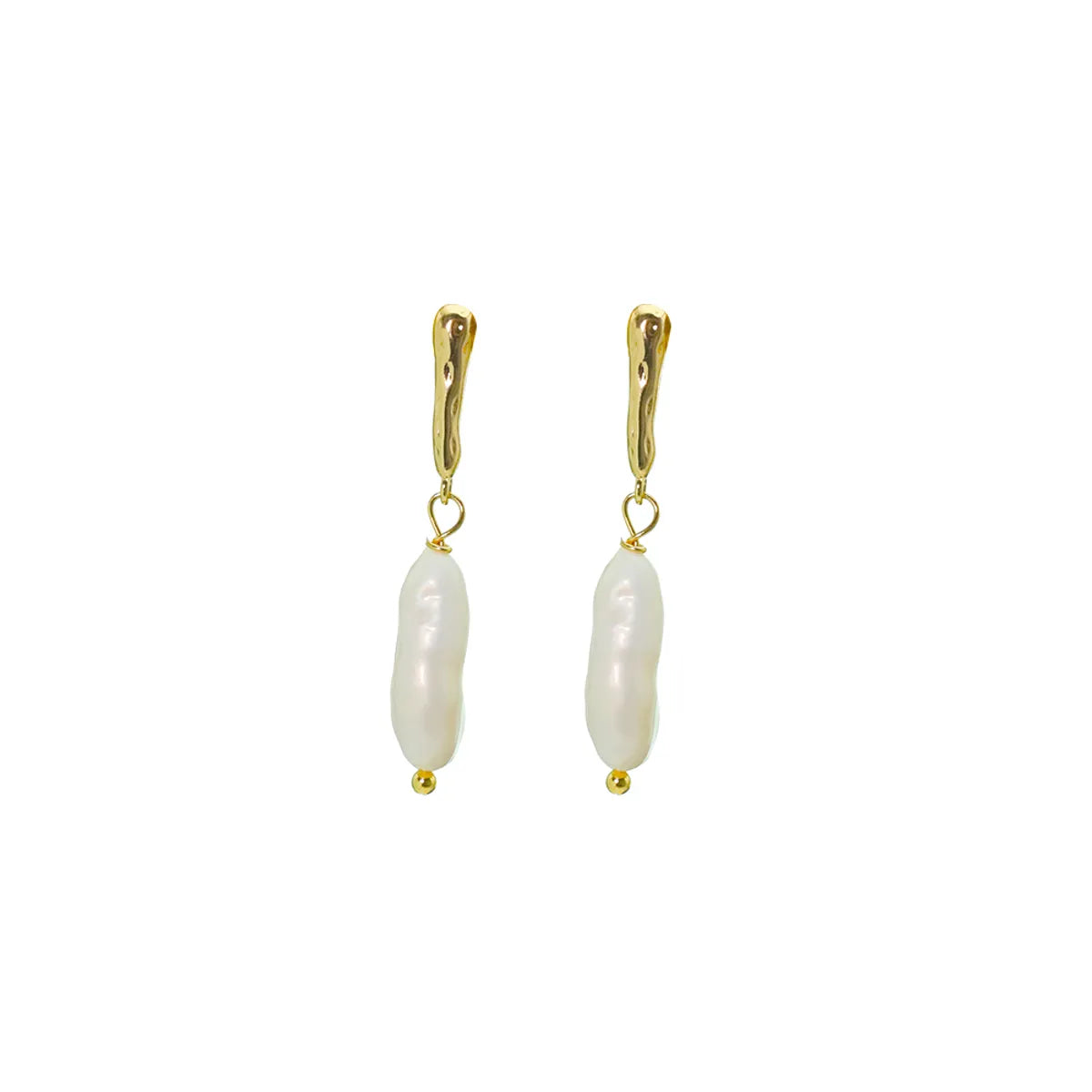 1 Pair Simple Style Geometric Freshwater Pearl Metal 18k Gold Plated Drop Earrings