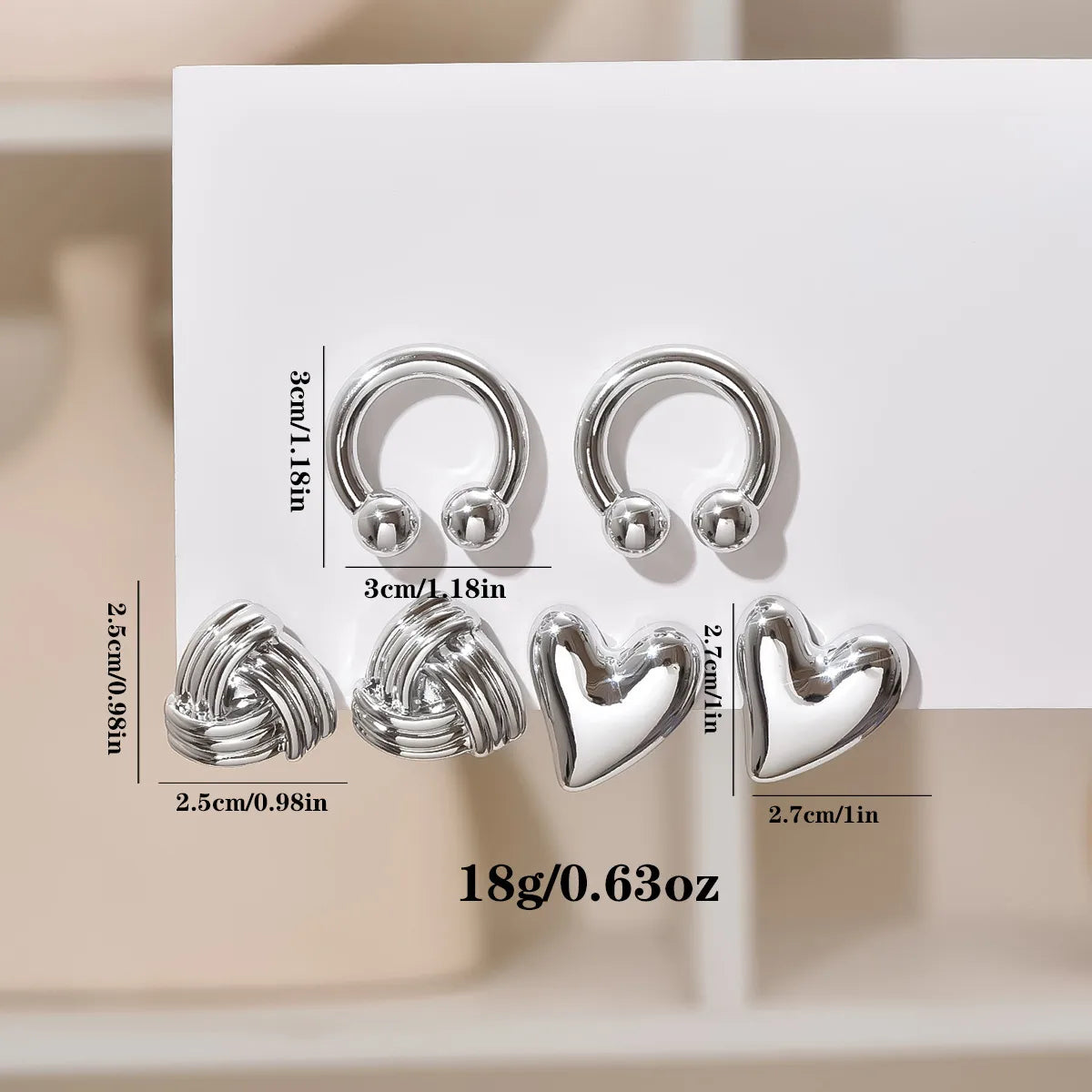 1 Pair Simple Style Geometric Heart Shape Arylic Ear Studs