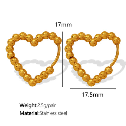 1 Pair Simple Style Geometric Heart Shape Hollow Out Titanium Steel 18K Gold Plated Earrings