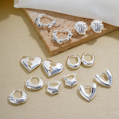 1 Pair Simple Style Geometric Heart Shape Plating Copper Ear Studs