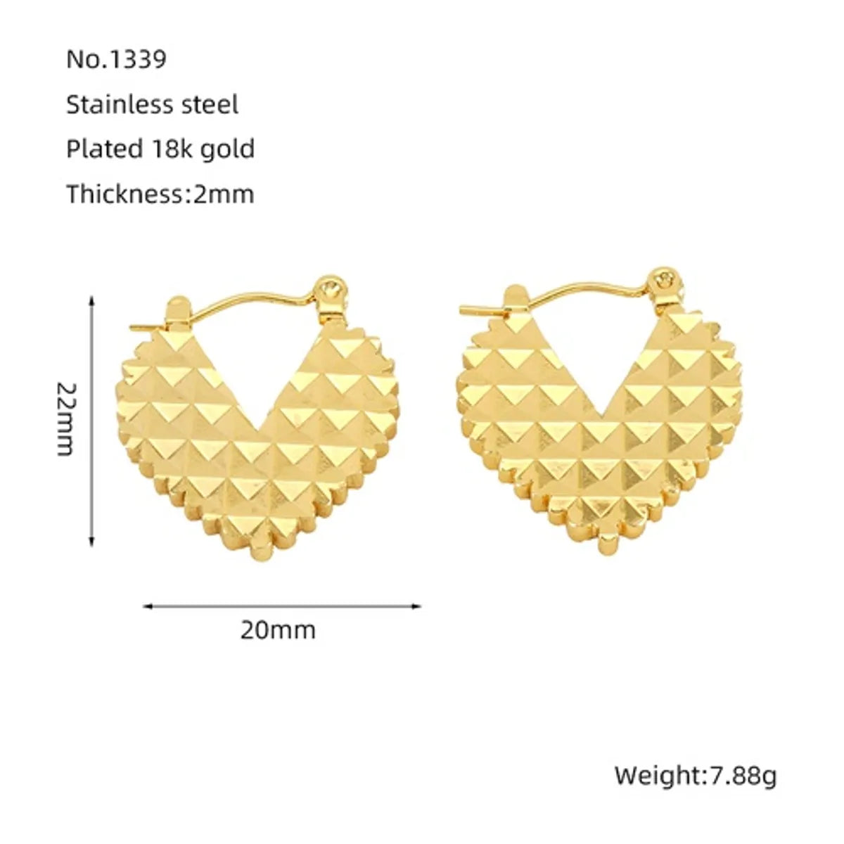 1 Pair Simple Style Geometric Heart Shape Polishing Plating Stainless Steel 18k Gold Plated Hoop Earrings