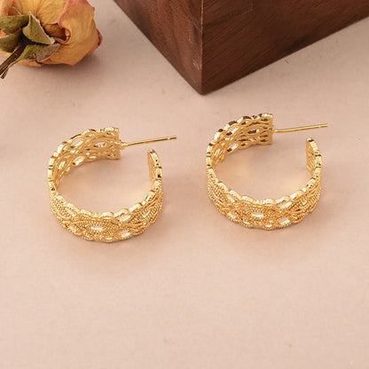 1 Pair Simple Style Geometric Hollow Out Copper 18k Gold Plated Ear Studs