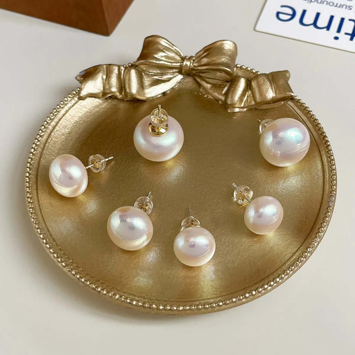 1 Pair Simple Style Geometric Imitation Pearl Ear Studs