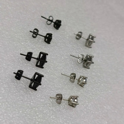 1 Pair Simple Style Geometric Inlay 304 Stainless Steel Zircon Ear Studs