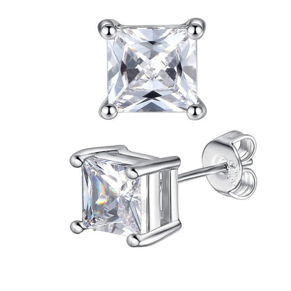 1 Pair Simple Style Geometric Inlay 304 Stainless Steel Zircon Ear Studs