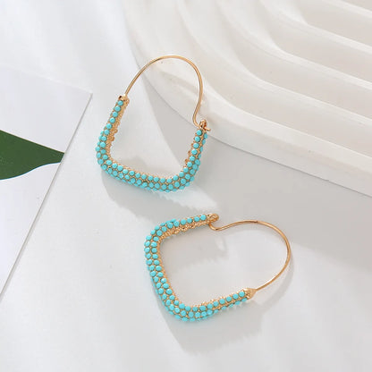 1 Pair Simple Style Geometric Inlay Alloy Resin Hoop Earrings