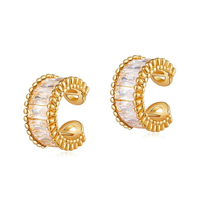 1 Pair Simple Style Geometric Inlay Copper Zircon 18K Gold Plated Ear Cuffs