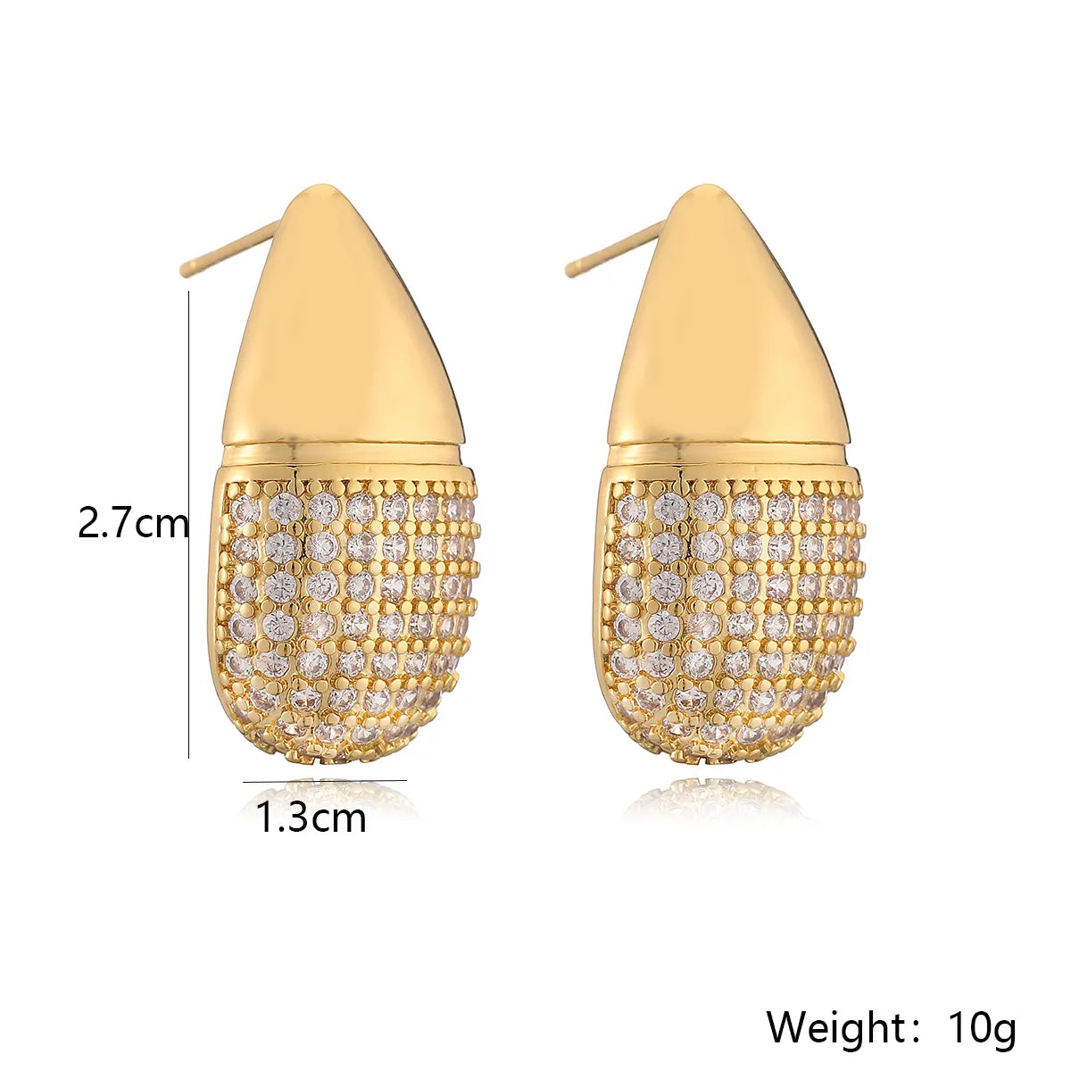 1 Pair Simple Style Geometric Inlay Copper Zircon 18K Gold Plated Ear Studs