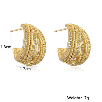 1 Pair Simple Style Geometric Inlay Copper Zircon 18K Gold Plated Ear Studs