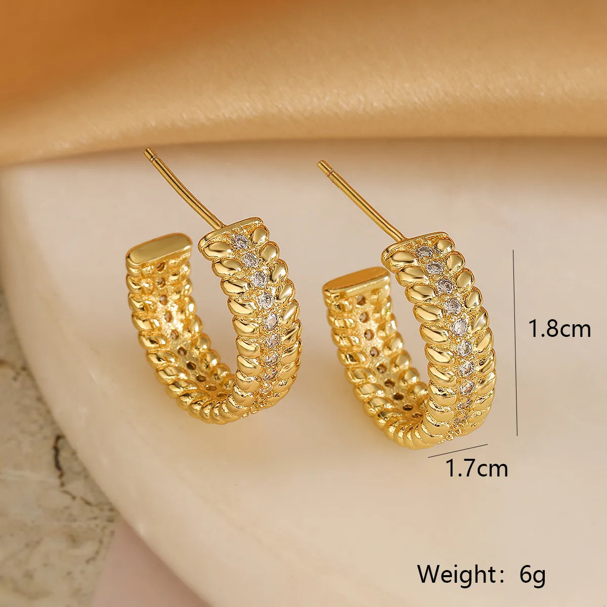 1 Pair Simple Style Geometric Inlay Copper Zircon 18K Gold Plated Ear Studs