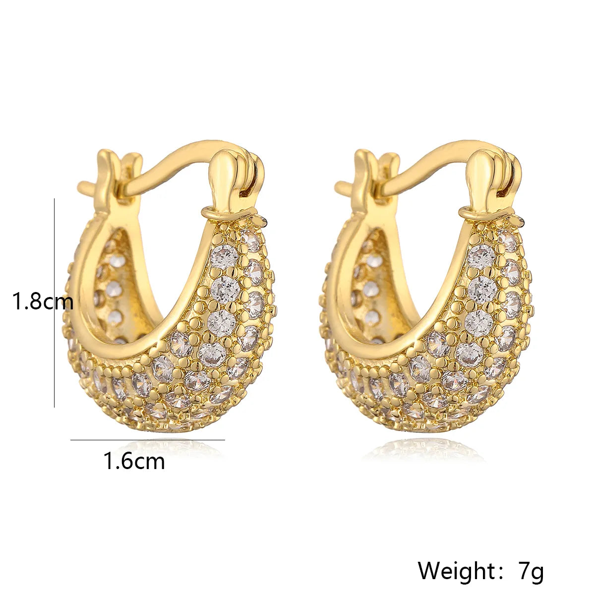 1 Pair Simple Style Geometric Inlay Copper Zircon 18K Gold Plated Hoop Earrings