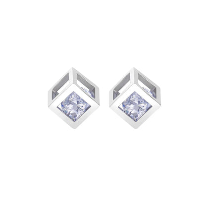 1 Pair Simple Style Geometric Inlay Copper Zircon Ear Studs