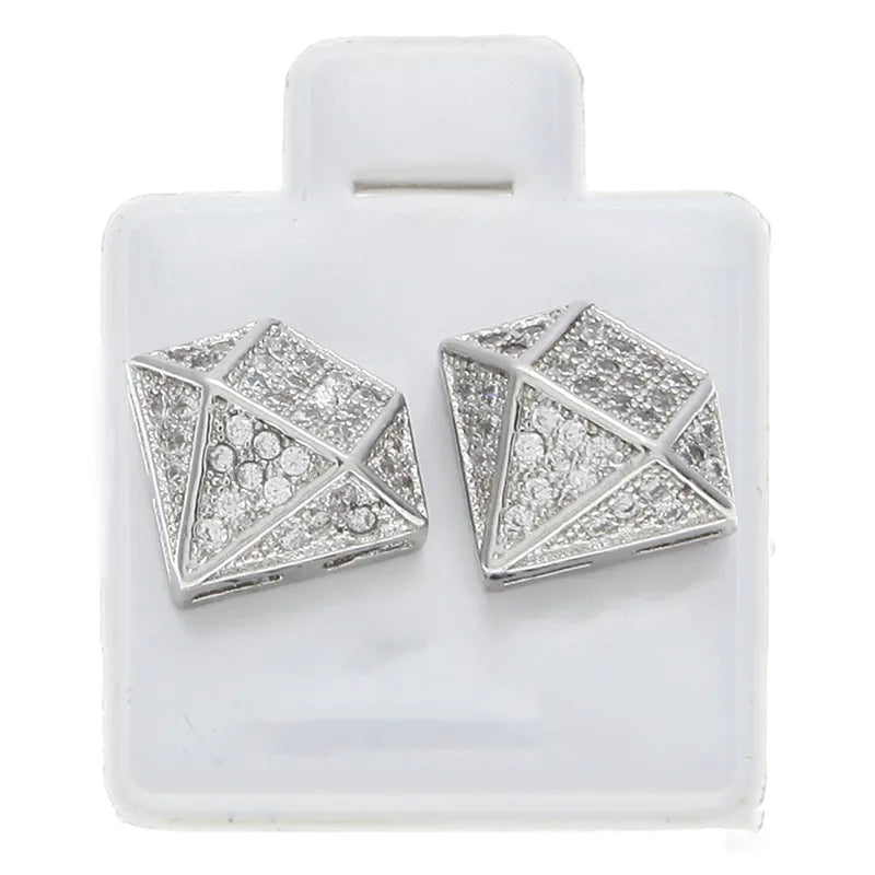 1 Pair Simple Style Geometric Inlay Copper Zircon Ear Studs