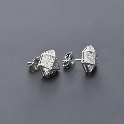 1 Pair Simple Style Geometric Inlay Copper Zircon Ear Studs